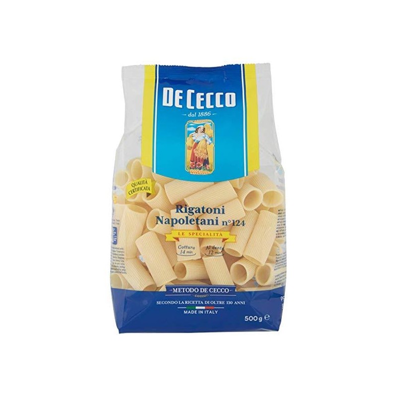 Pasta N124, Rigatoni Napo, De Cecco 500g*12 Italy